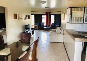 Luxury Apartment, 3 Bedrooms, Terrace, Sea View (E102) | In-room safe, individually decorated, individually furnished, desk - Dream Beach Cumbuco Oceanfront Apartments (Caucaia)