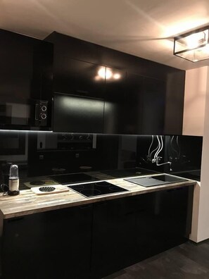 Apartment | Private kitchen | Fridge, stovetop, cookware/dishes/utensils - Beo-River New Belgrade (Belgrade)