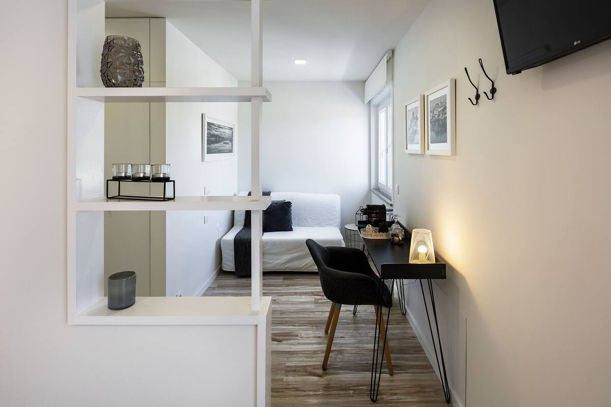 Desk, soundproofing, iron/ironing board (on request), cribs (surcharge)