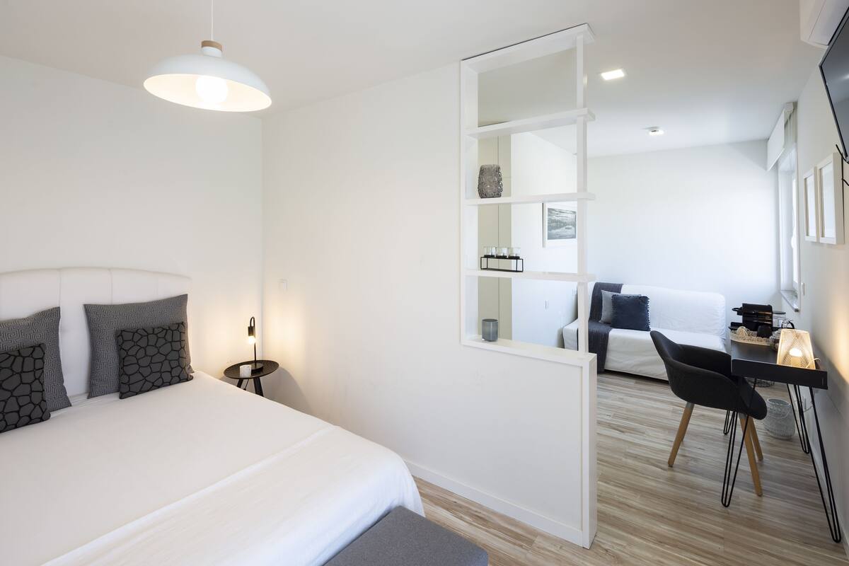 Desk, soundproofing, iron/ironing board (on request), cribs (surcharge)