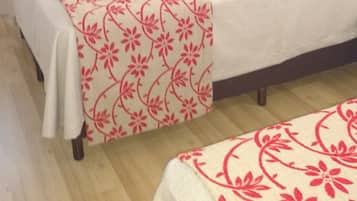 Un dormitorio con cama, televisor y armario.