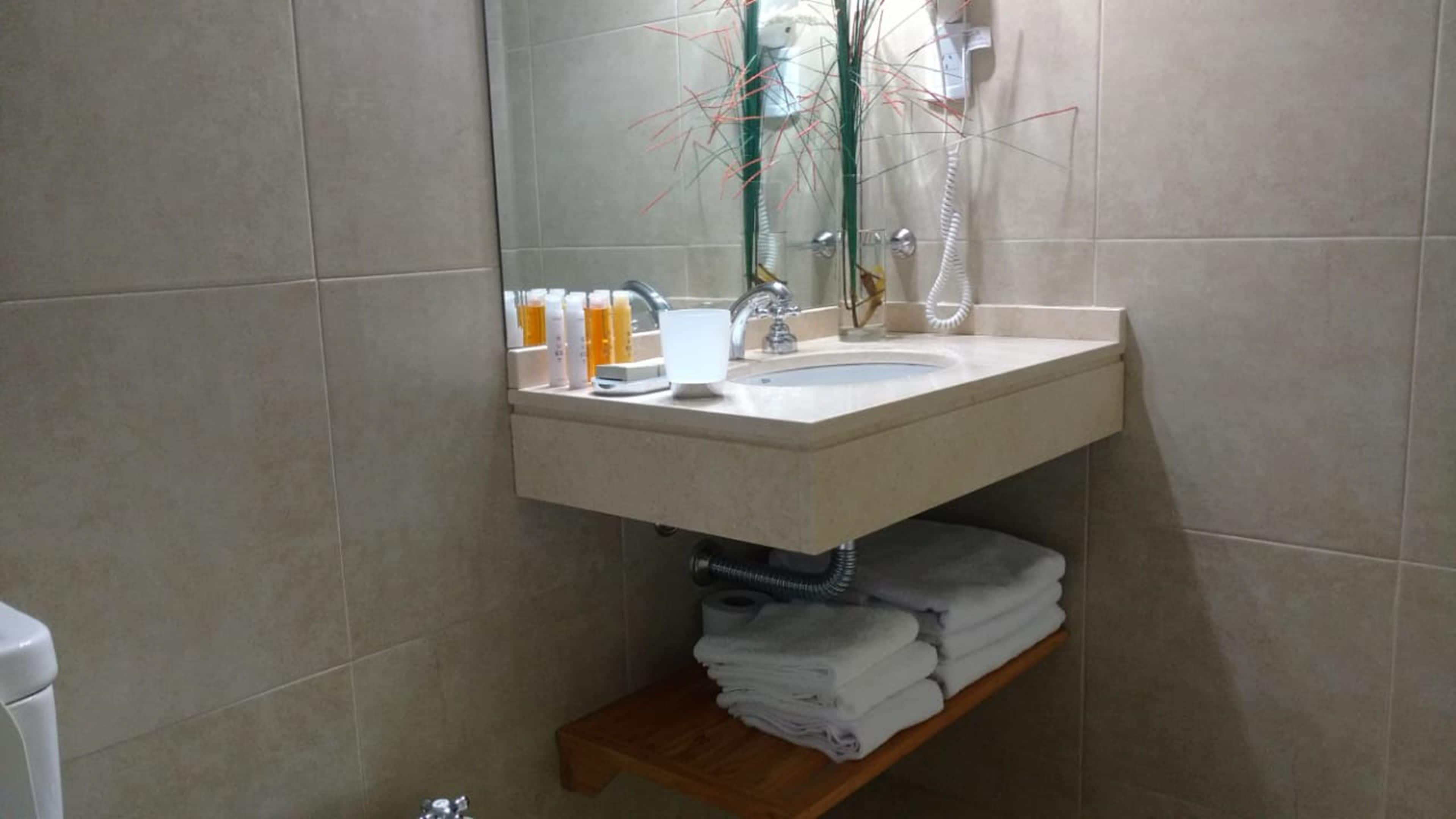 combined shower/bathtub, deep-soaking bathtub, rainfall showerhead