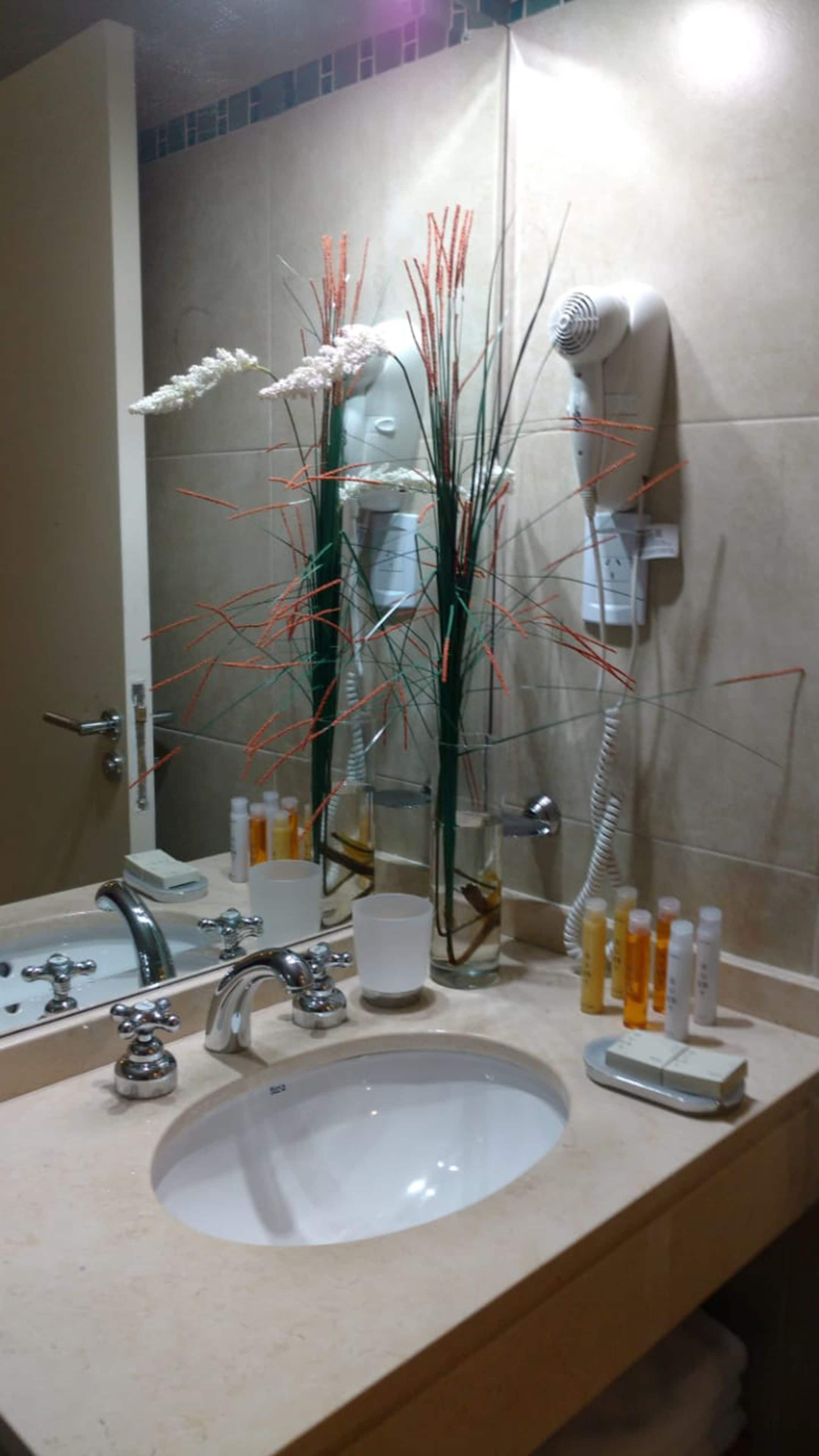 combined shower/bathtub, deep-soaking bathtub, rainfall showerhead