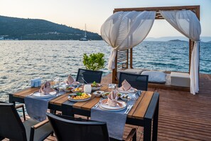 Private beach, free beach shuttle, beach umbrellas, beach towels