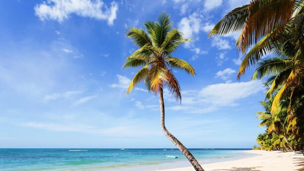 On the beach, white sand
