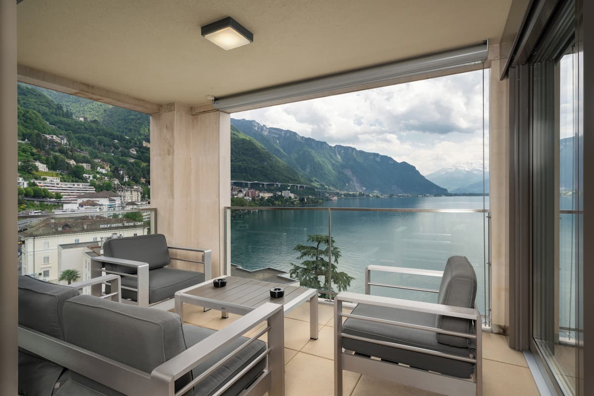 Appartement Luxe, 2 chambres, non-fumeur, vue lac (Apartment 6) | Terrasse/Patio
