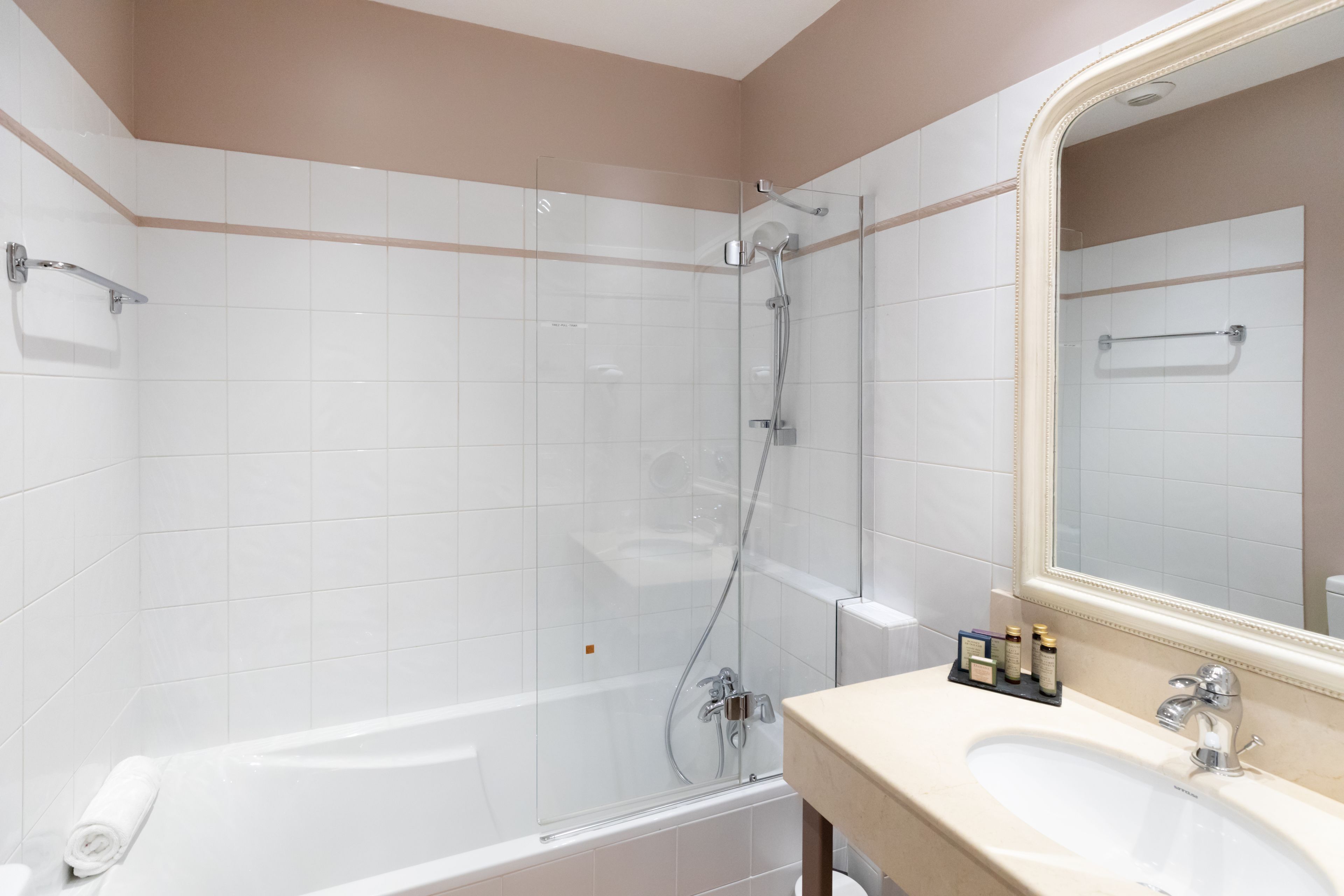 free toiletries, hair dryer, towels, soap