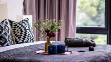 Individually decorated, individually furnished, desk, laptop workspace