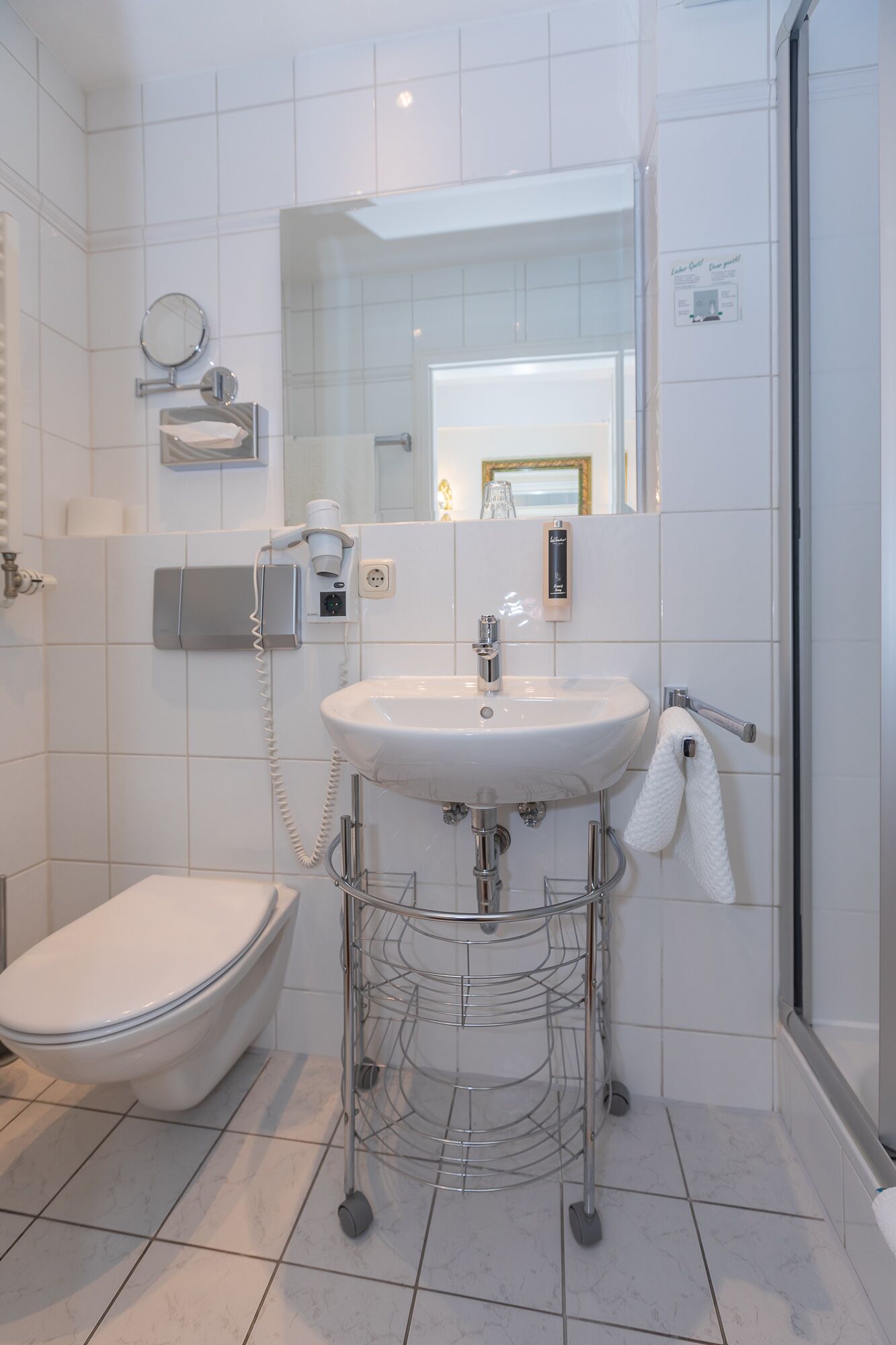 single room | bathroom | shower, hair dryer, towels