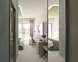 Tabla de planchar con plancha, wifi gratis y ropa de cama 