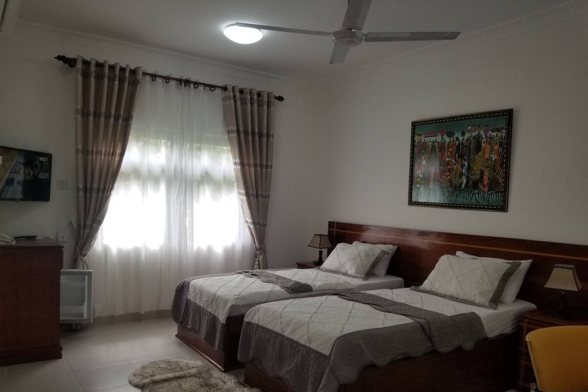 Luxury Double Room, 2 Single Beds, Garden View | Premium bedding, desk, laptop workspace, blackout curtains