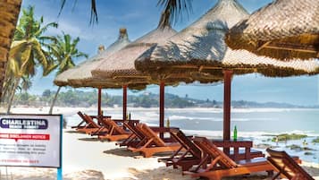 Utsikt mot strand/hav