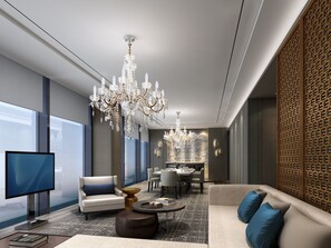 Grand Suite | Desk, blackout drapes, soundproofing, iron/ironing board