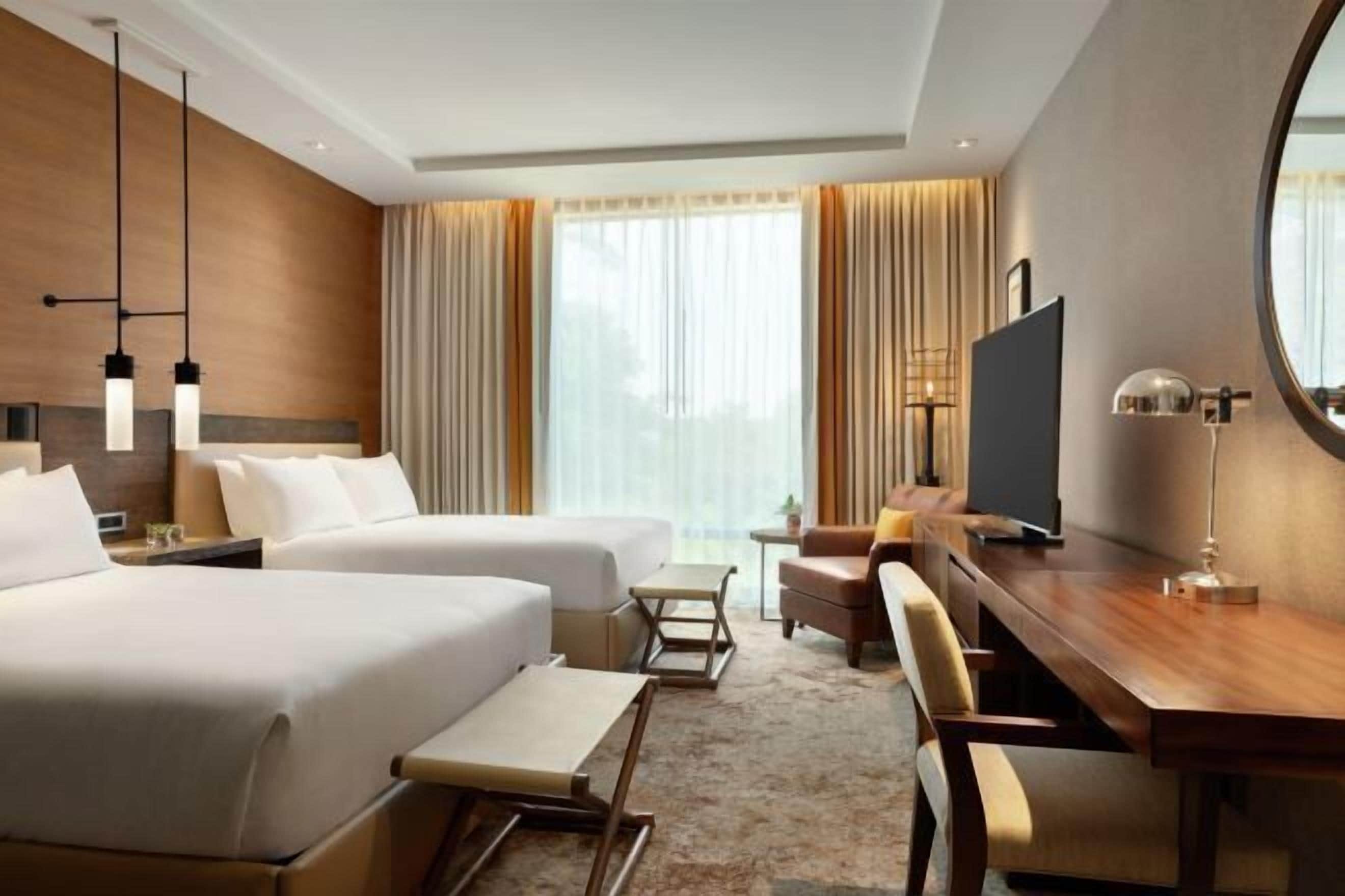 In-room safe, desk, laptop workspace, blackout curtains