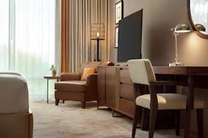 In-room safe, desk, laptop workspace, blackout drapes