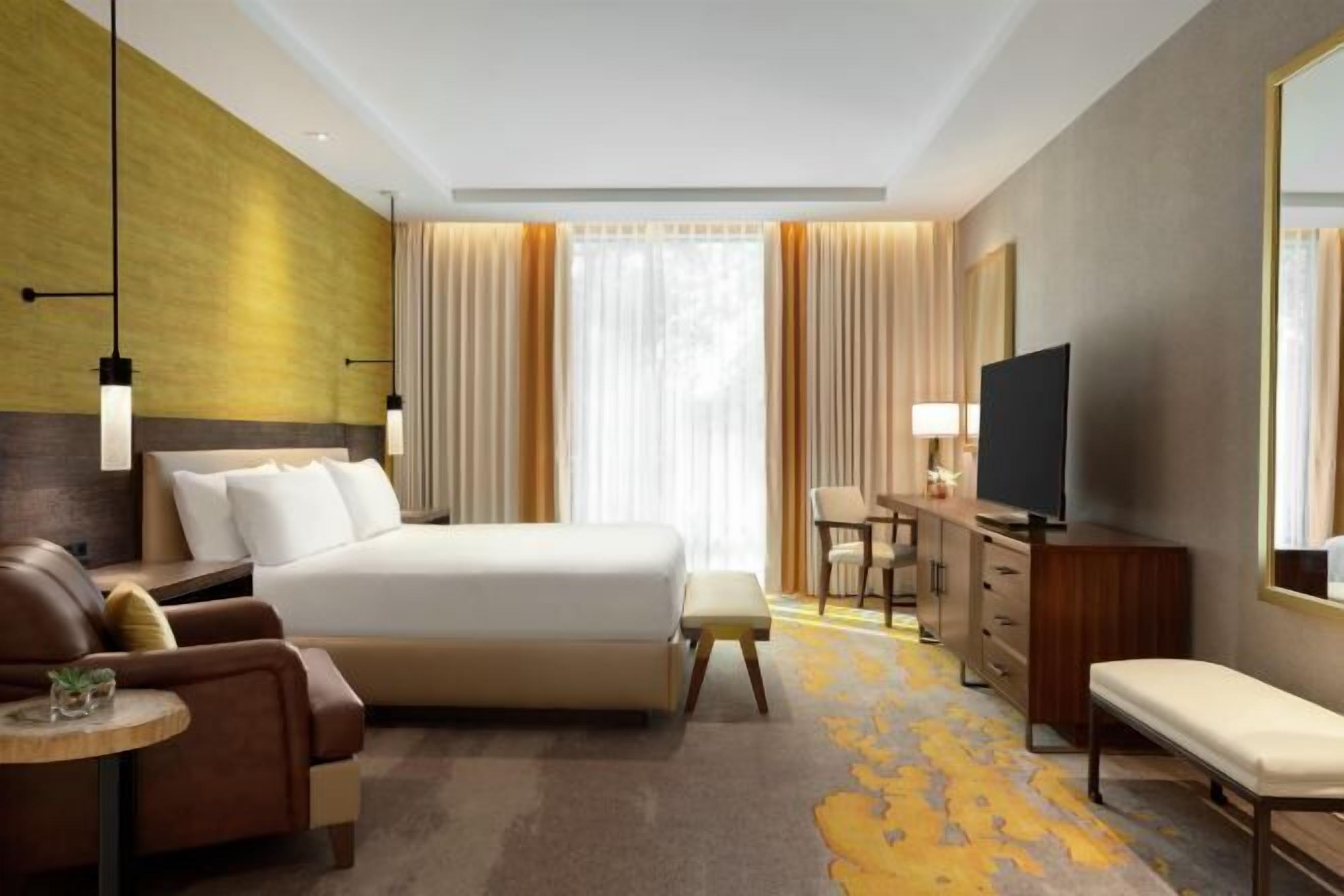 In-room safe, desk, laptop workspace, blackout curtains