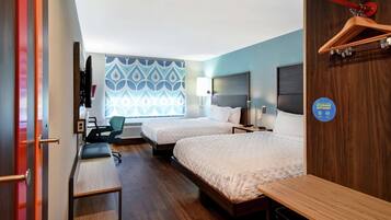 Room, 2 Queen Beds | In-room safe, desk, blackout drapes, iron/ironing board