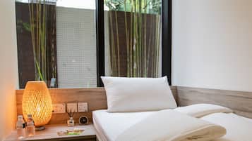 Laptop workspace, free WiFi, bed sheets