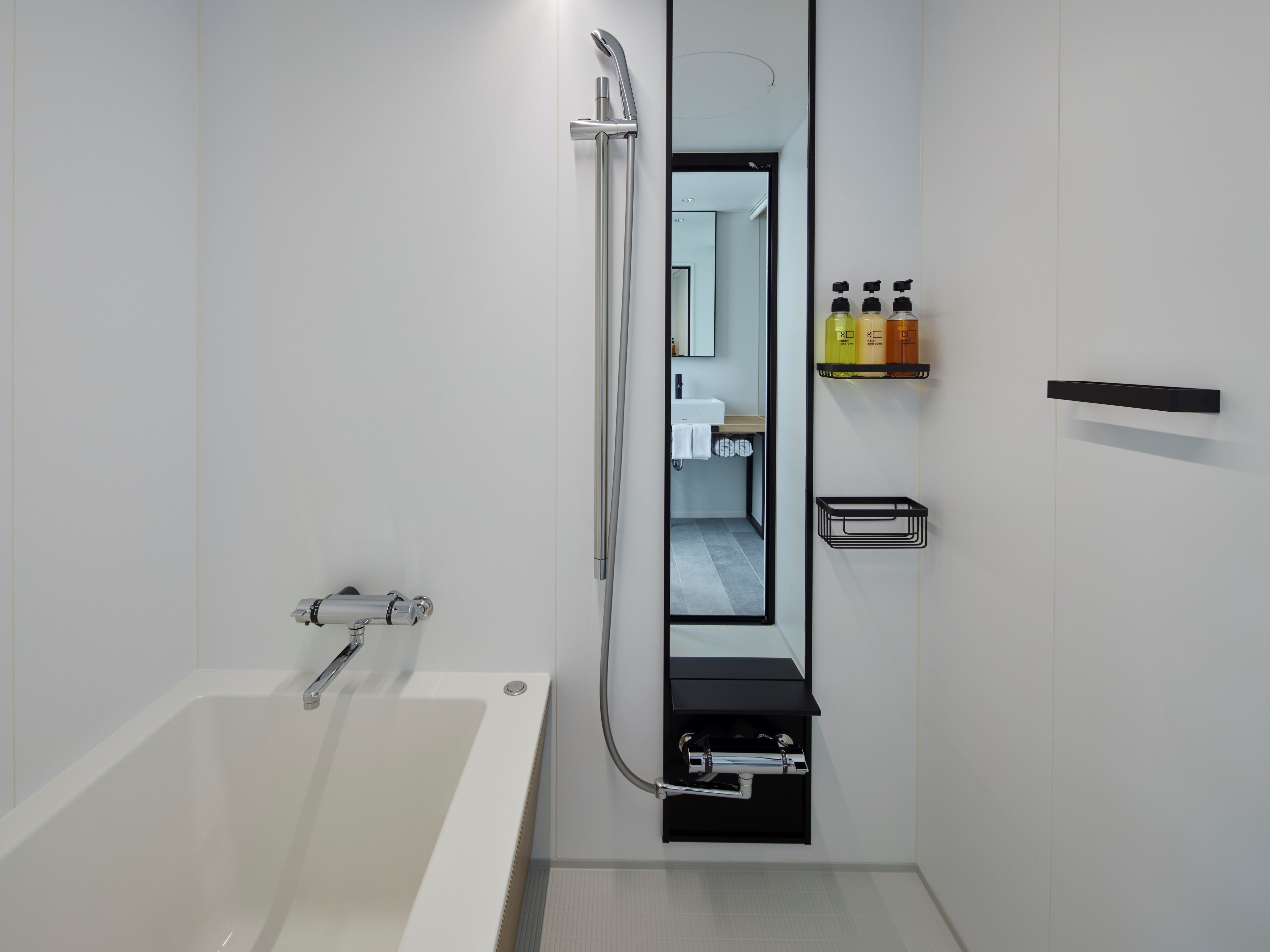 separate bathtub and shower, deep-soaking bathtub, free toiletries