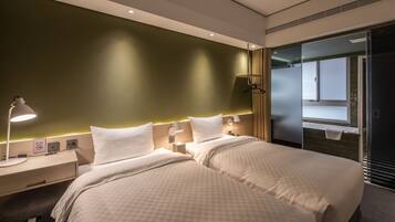 Twin Room | Down duvets, desk, laptop workspace, blackout curtains
