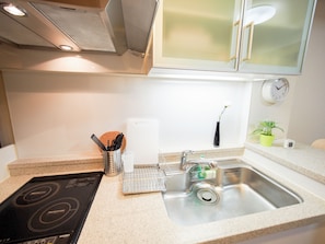 Apartment | Private kitchenette | Fridge, microwave, stovetop, electric kettle