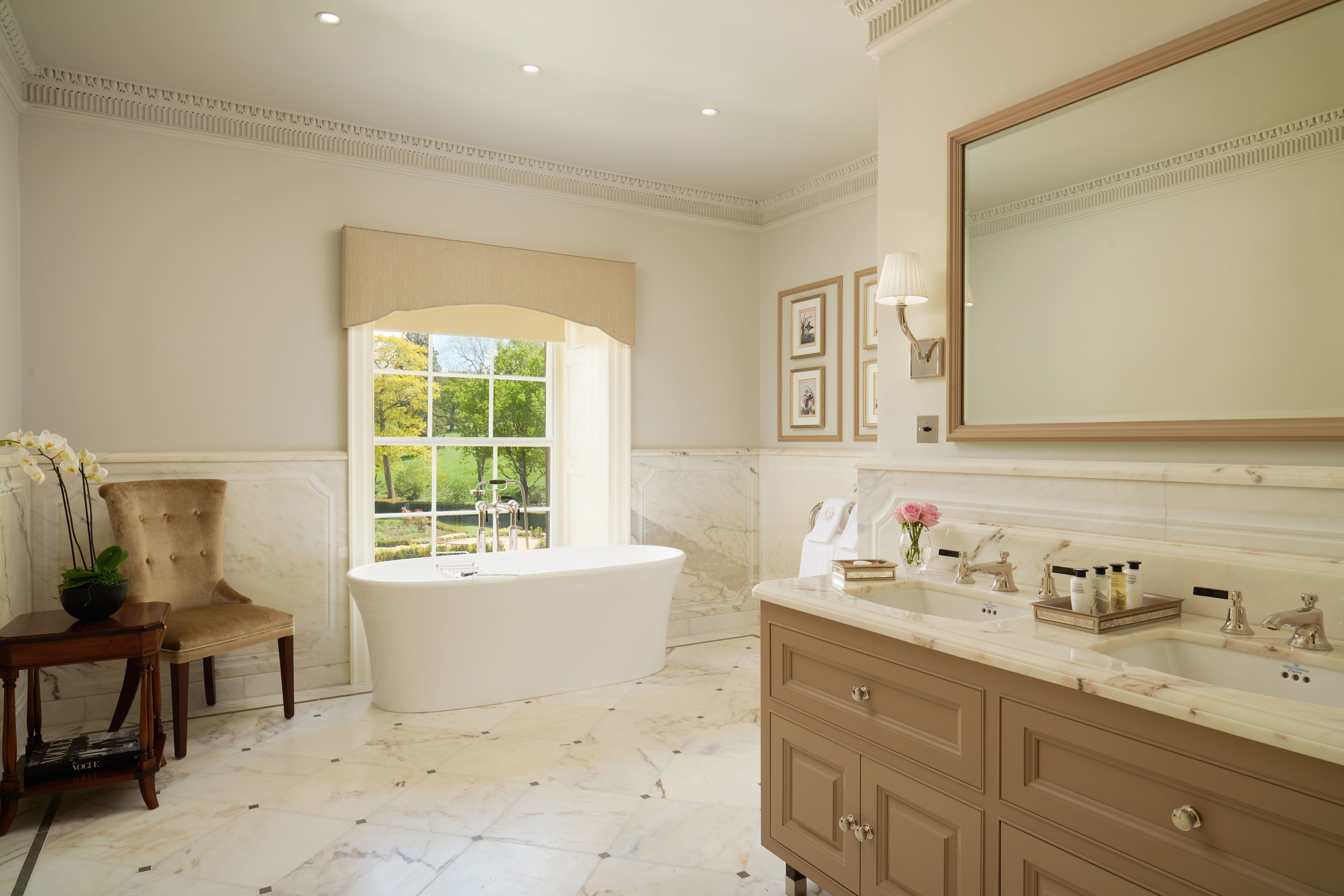 signature suite | bathroom | shower, rainfall showerhead, free toiletries, hair dryer