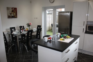 Deluxe Apartment, Multiple Beds, Non Smoking | Private kitchen | Fridge, microwave, oven, stovetop - Holiday Home With Hot Tub & Sauna (Bournemouth)