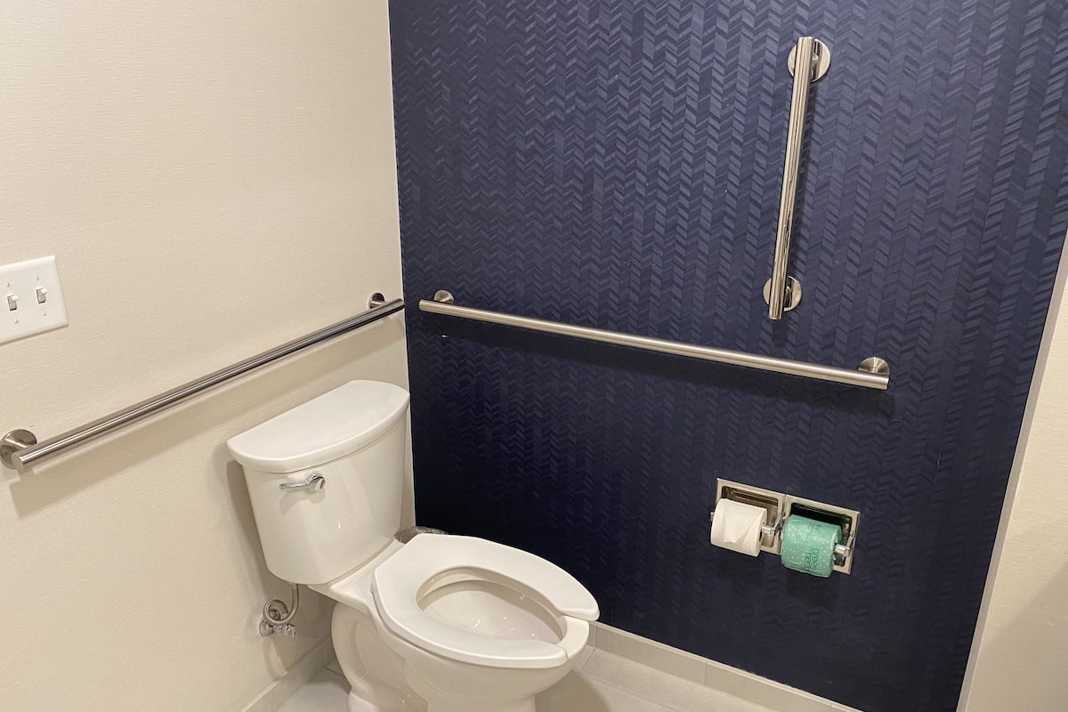 free toiletries, hair dryer, towels