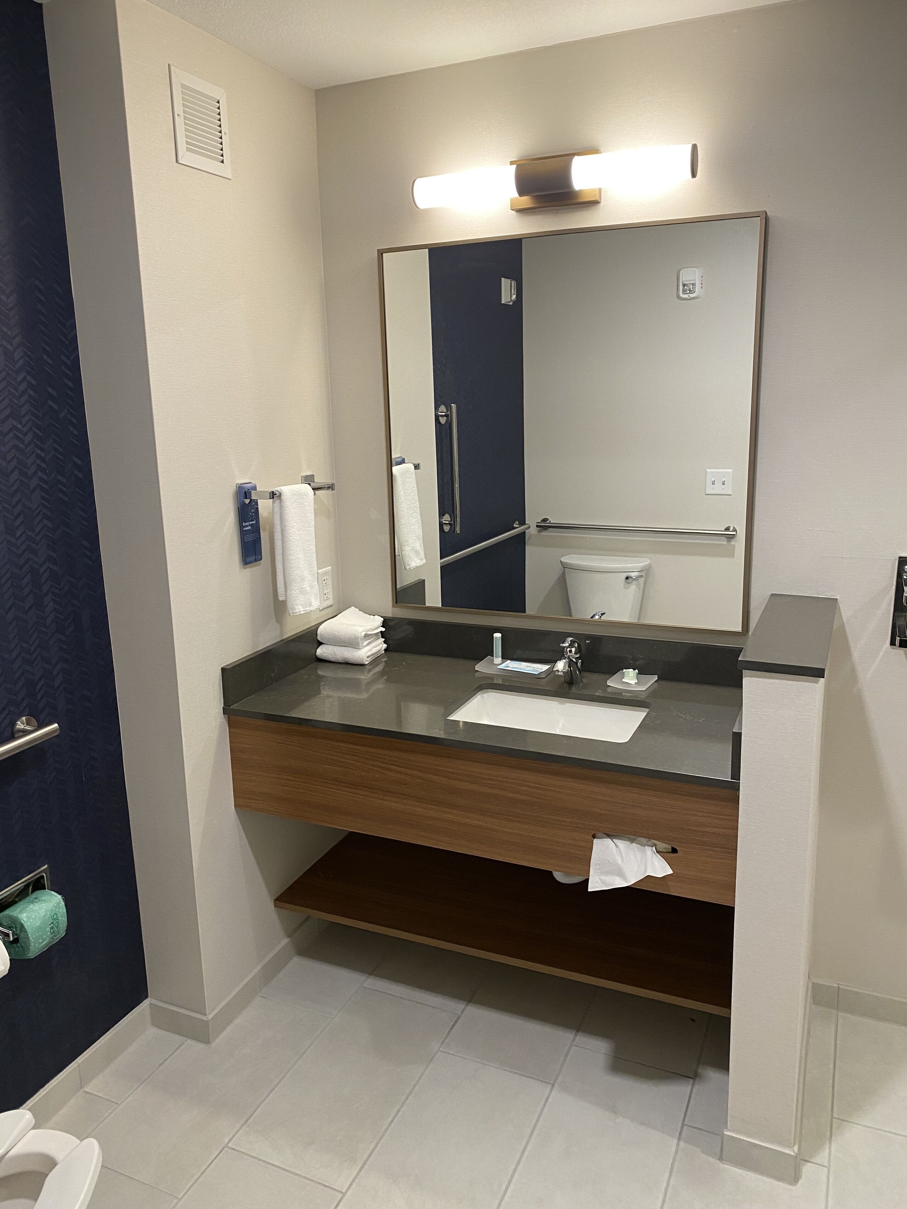 free toiletries, hair dryer, towels