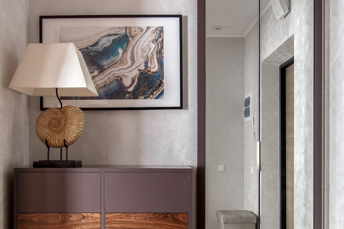Apartamento superluxo, 1 cama Queen e sofá-cama | 1 quarto, cofres nos quartos, ferros/tábuas de passar roupa
