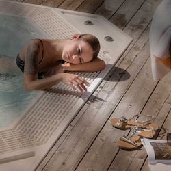 Sauna, hot tub, steam room, body treatments, sports massages, facials