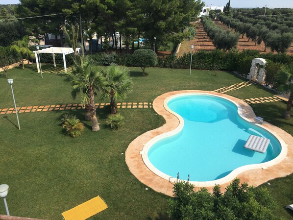 Outdoor pool, pool loungers