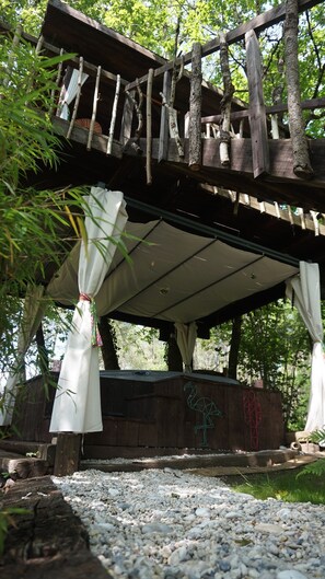 Bungalow, Hot Tub (Réminiscence) | Terrace/patio - Les Landines (Origne)