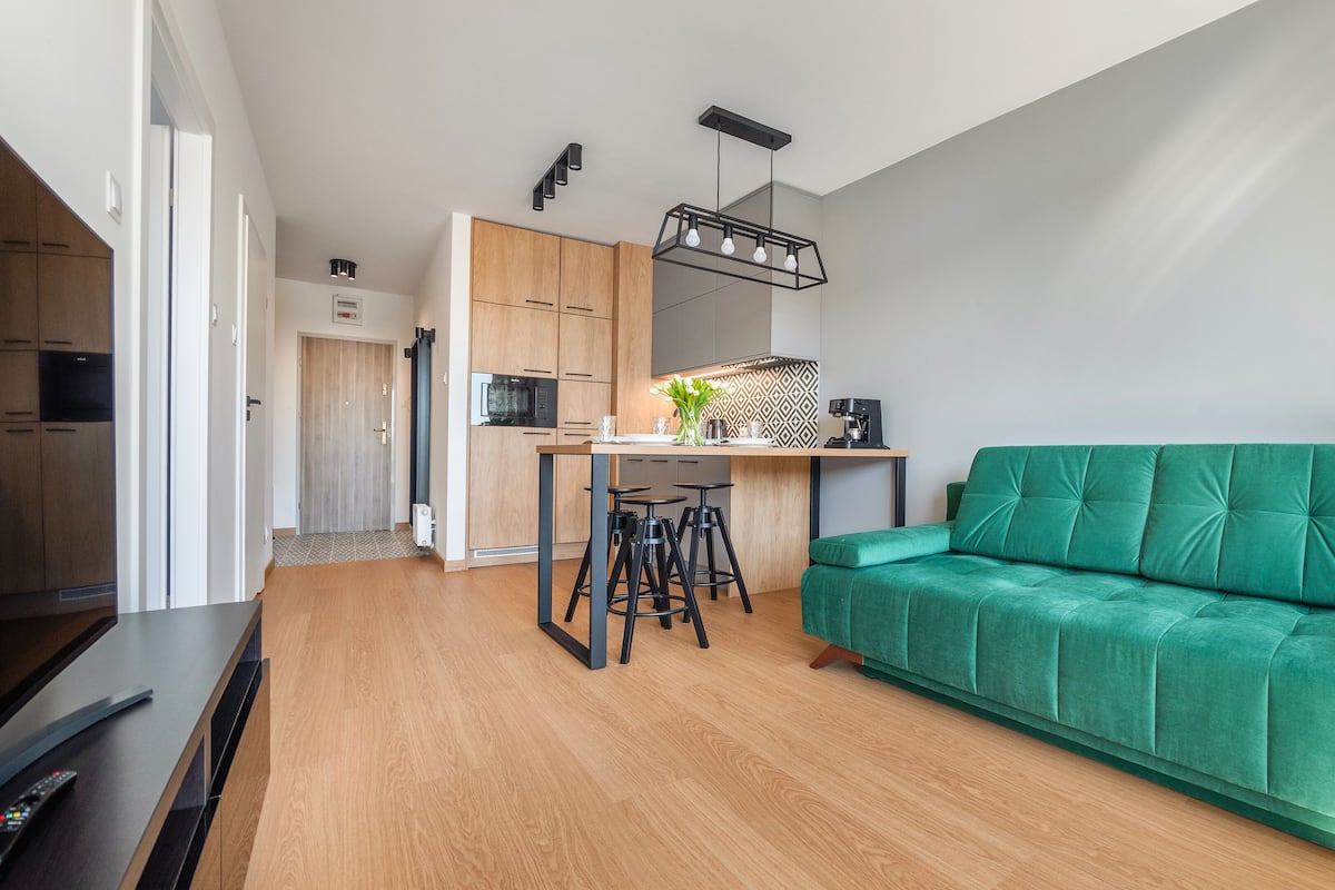 Apartment (23, ul Rybacka 11 E) | Living area | 30-inch flat-screen TV with cable channels, TV