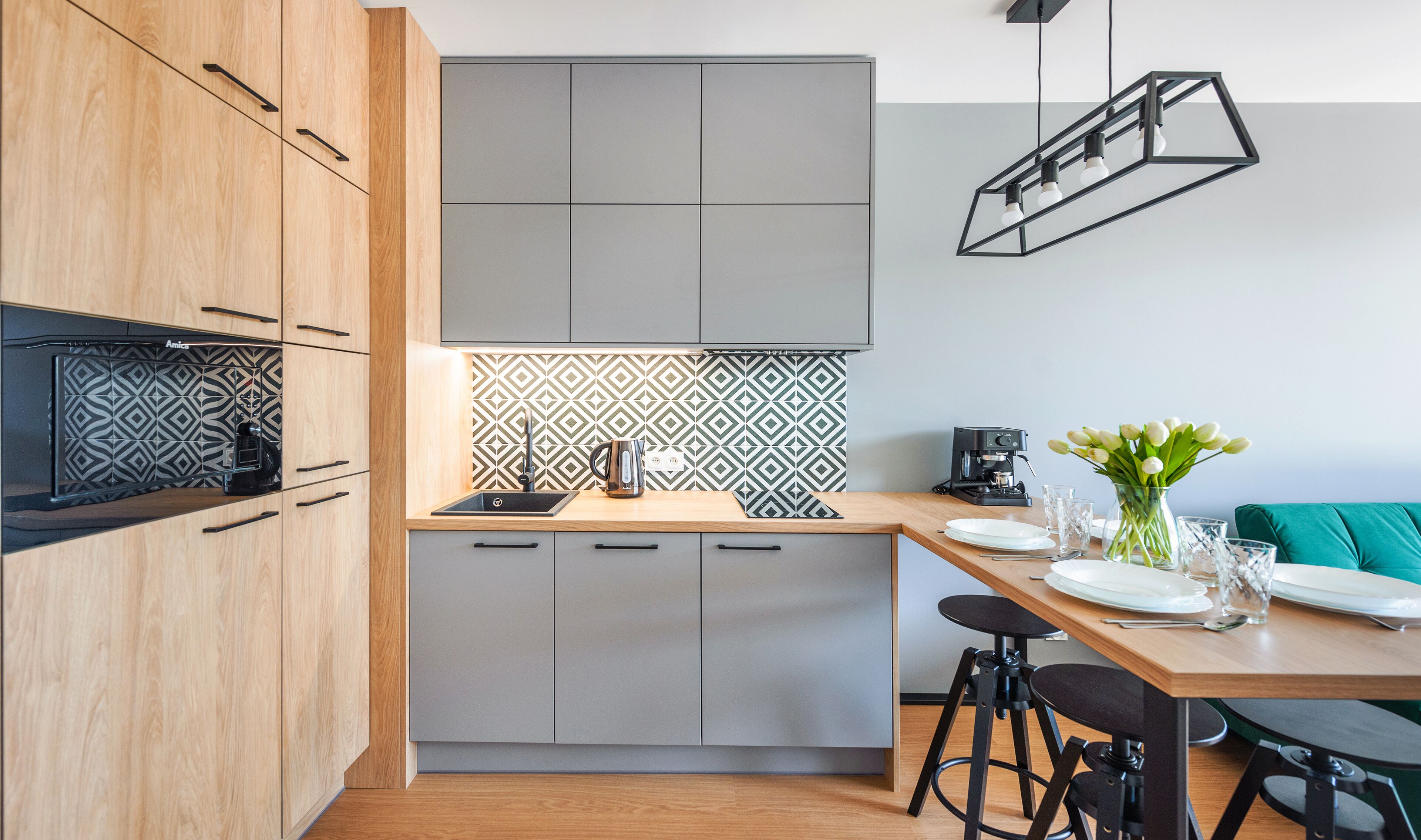 Apartamento (23, ul Rybacka 11 E) | Cozinha americana privada | Geladeira, cooktop, chaleira elétrica