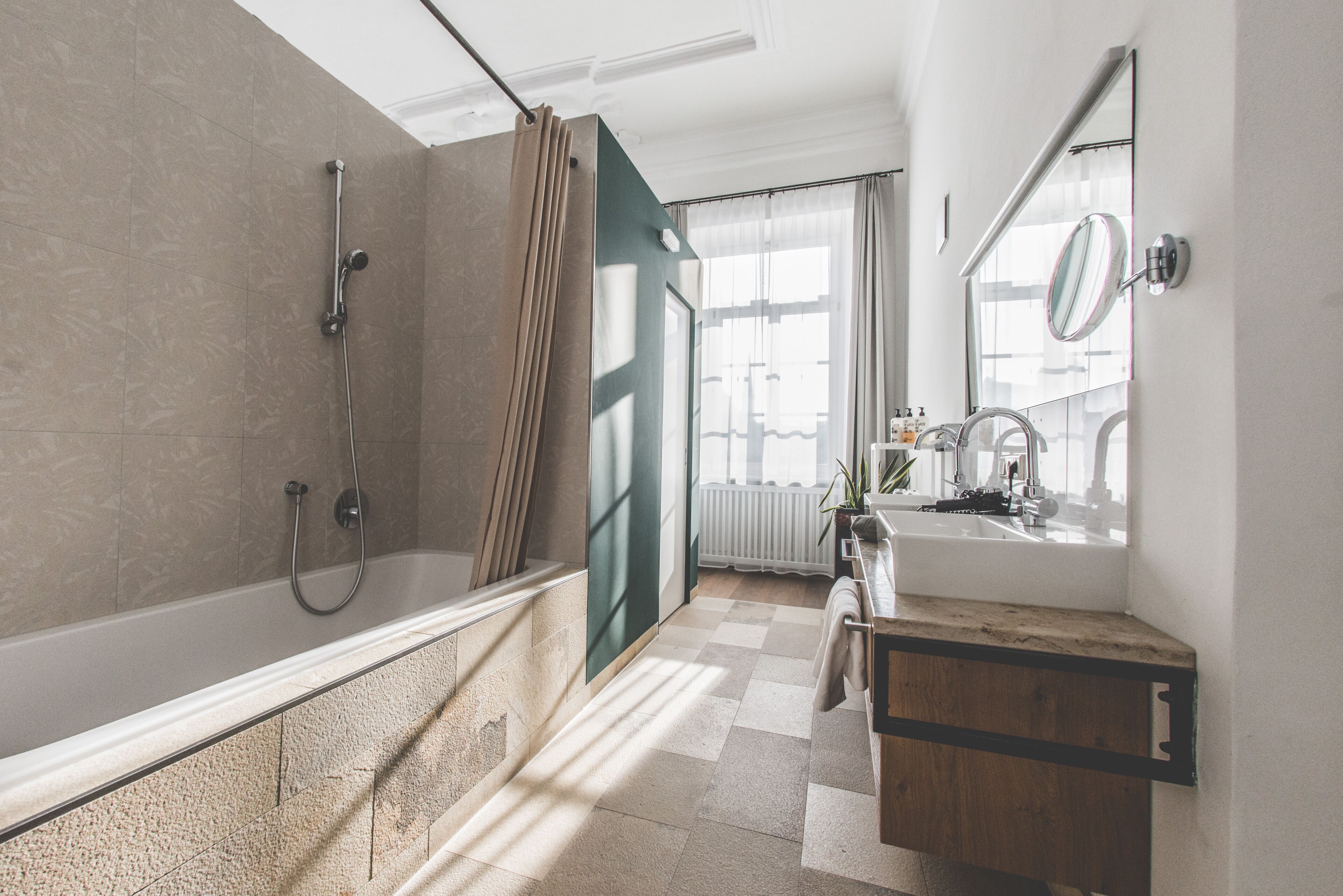 signature double room | bathroom | deep-soaking bathtub, hair dryer, bathrobes, towels