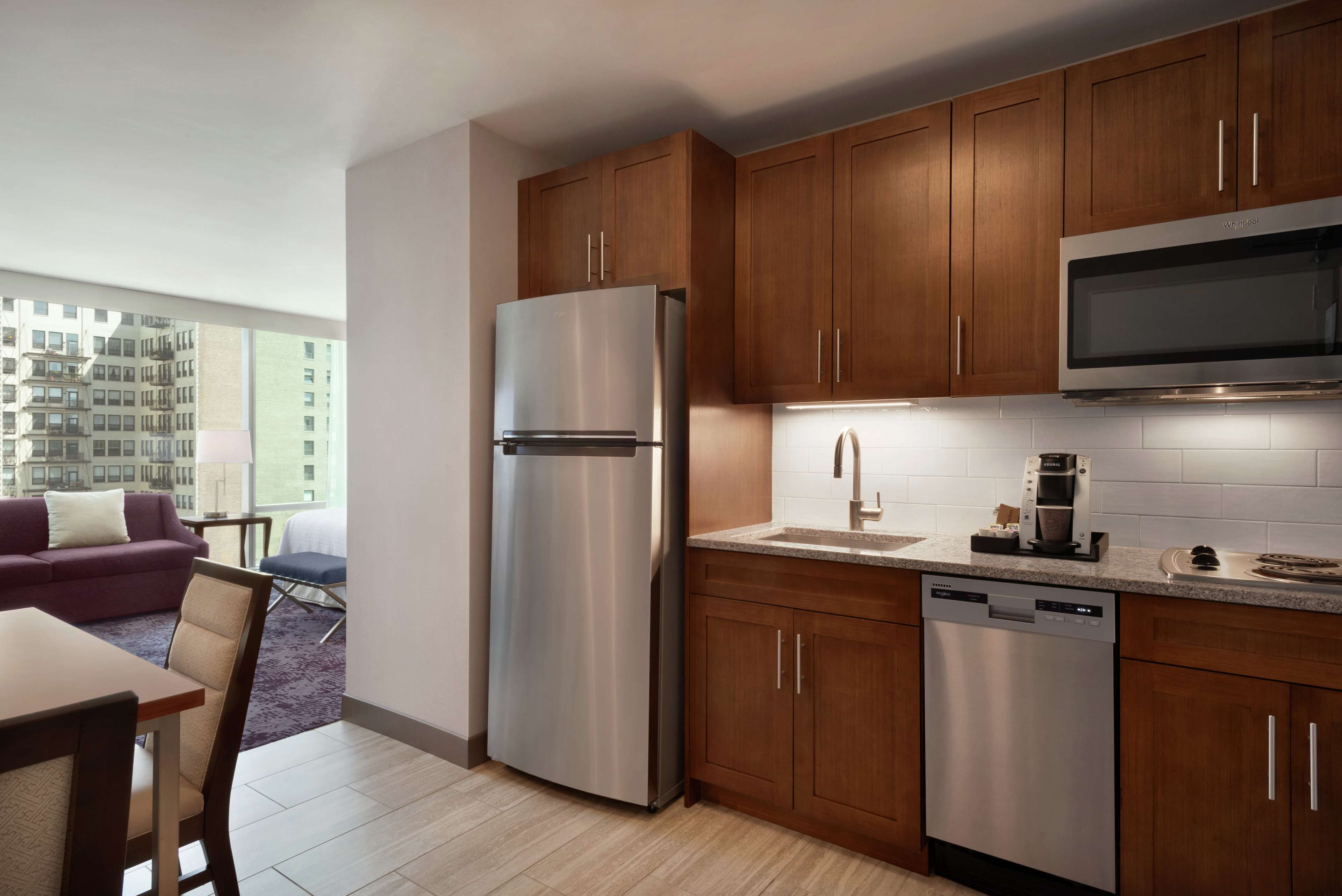 studio suite, 1 king bed, non smoking | private kitchen | full-sized fridge, microwave, stovetop, dishwasher