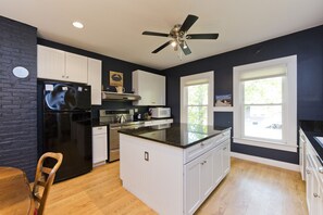 Fridge, microwave, oven, stovetop - La Maisonette - Historic Renovated 6 BR Downtown Bar Harbor Home (Bar Harbor)