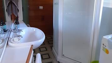 Shower, soap, toilet paper