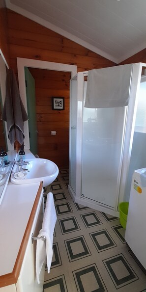 Shower, soap, toilet paper