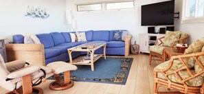 Smart TV, DVD player, books, video library