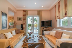 TV connectée, cheminée, lecteur de DVD