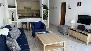 TV, DVD player, books, stereo