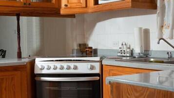 Full-sized fridge, microwave, oven, stovetop