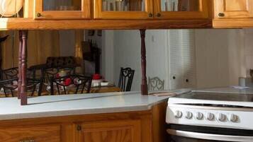 Full-sized fridge, microwave, oven, stovetop