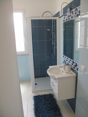 Regadera, secadora de cabello, bidet, toallas
