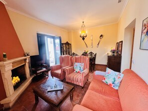 Una Smart TV, una chimenea, videojuegos, un reproductor de DVD