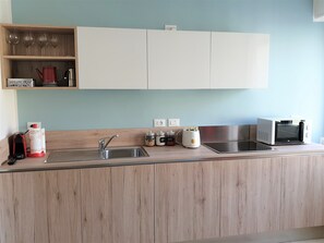 Fridge, microwave, stovetop, dishwasher