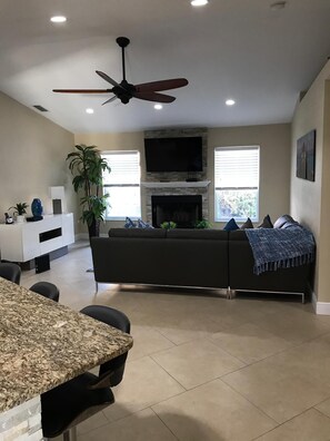 TV, DVD player, stereo