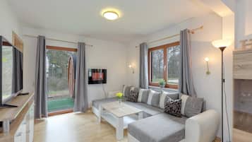 Smart-TV, Kamin, DVD-Player, Stereoanlage